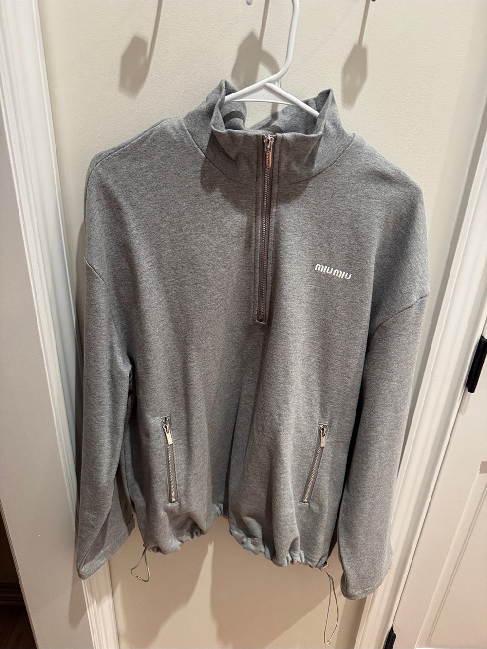 Miu Miu style Light Gray Half-Zip